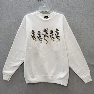 VINTAGE Del Sol Men Sweater XL White Gecko Premier Collection 1999‎ Long Sleeve